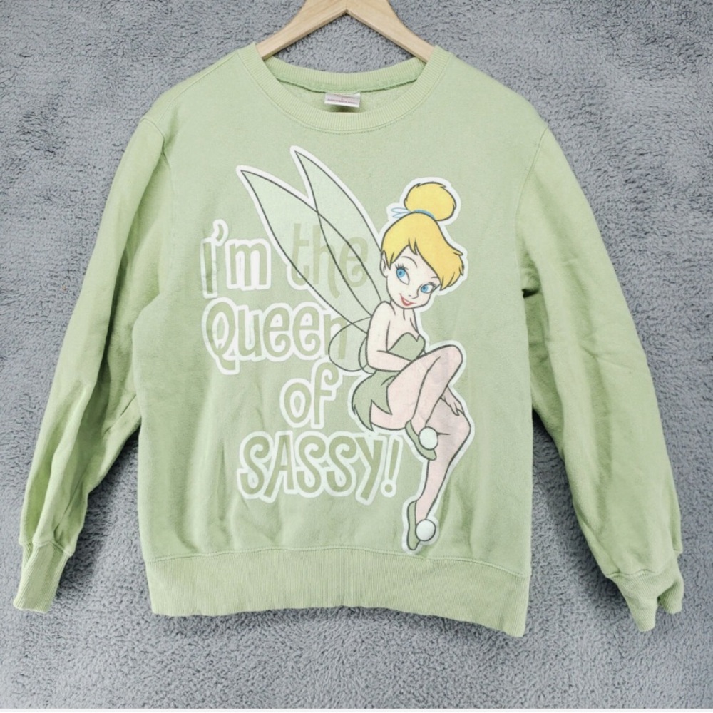 Disney's Tinkerbell Sweatshirt Sz small Sassy Green Graphic Top
